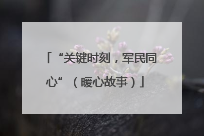“关键时刻，军民同心”（暖心故事）