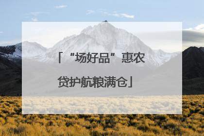 “场好品”惠农贷护航粮满仓