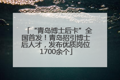 “青岛博士后卡”全国首发！青岛招引博士后人才，发布优质岗位1700余个