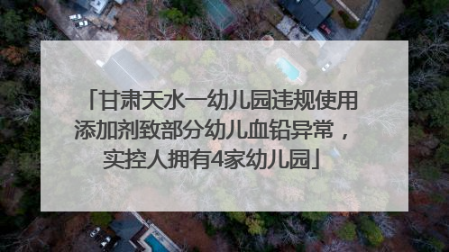甘肃天水一幼儿园违规使用添加剂致部分幼儿血铅异常，实控人拥有4家幼儿园