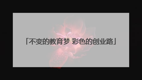 不变的教育梦 彩色的创业路