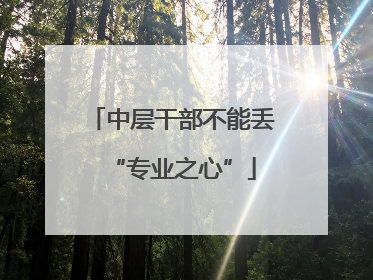 中层干部不能丢“专业之心”