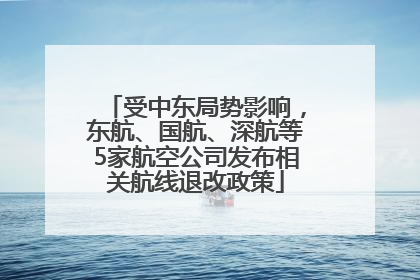 受中东局势影响，东航、国航、深航等5家航空公司发布相关航线退改政策