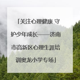 关注心理健康 守护少年成长——济南市高新区心理生涯培训奥龙小学专场
