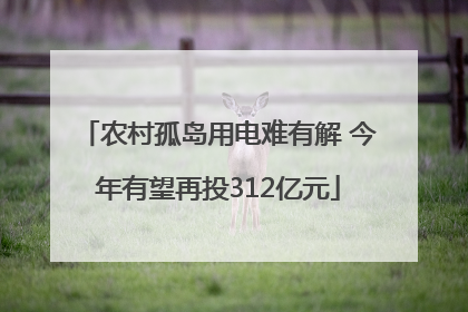 农村孤岛用电难有解 今年有望再投312亿元
