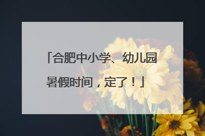 合肥中小学、幼儿园暑假时间，定了！