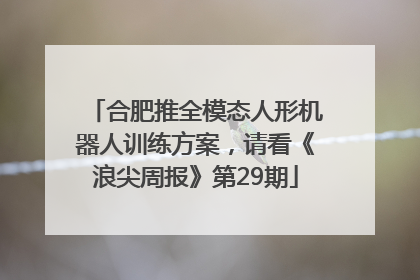 合肥推全模态人形机器人训练方案，请看《浪尖周报》第29期