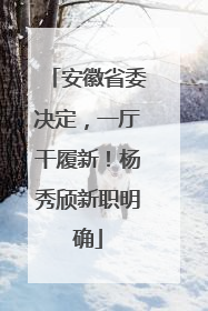 安徽省委决定，一厅干履新！杨秀颀新职明确