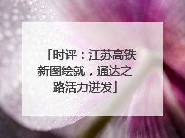时评：江苏高铁新图绘就，通达之路活力迸发