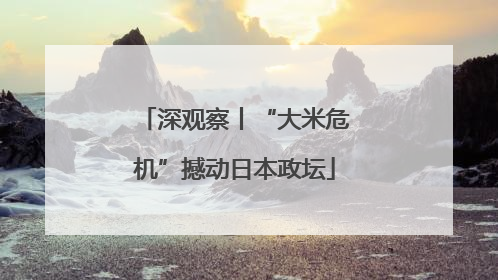 深观察丨“大米危机”撼动日本政坛