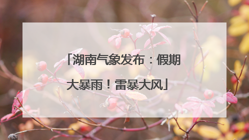 湖南气象发布：假期大暴雨！雷暴大风