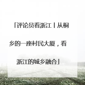 评论员看浙江丨从桐乡的一座村民大厦，看浙江的城乡融合