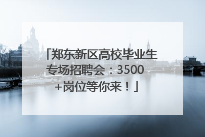 郑东新区高校毕业生专场招聘会：3500+岗位等你来！