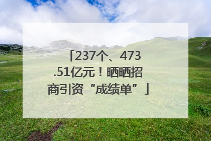 237个、473.51亿元！晒晒招商引资“成绩单”